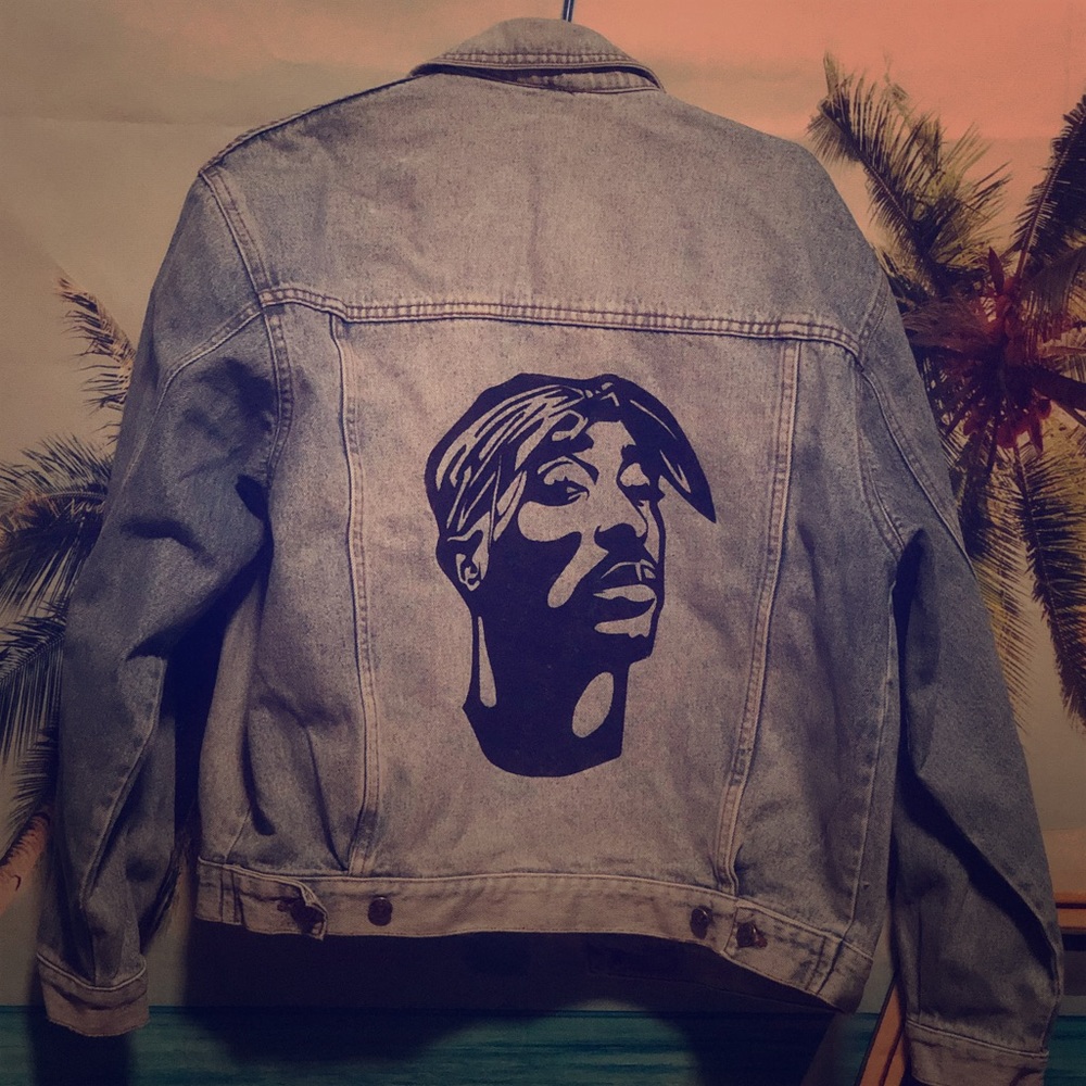 Hand painted Tupac jean jacket
